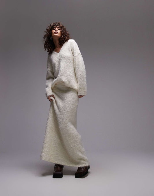 Knitted Co-Ord Fluffy Skirt