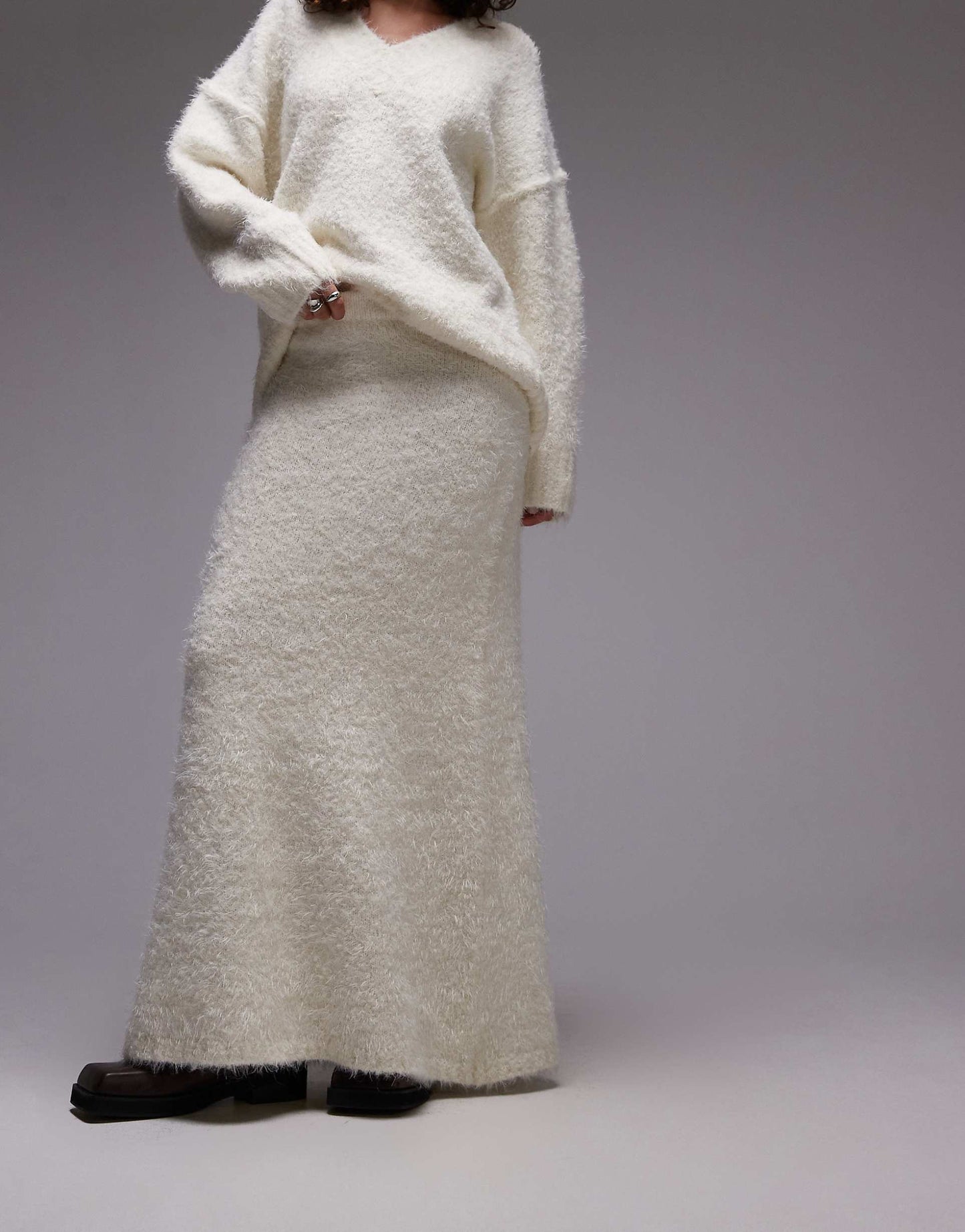 Knitted Co-Ord Fluffy Skirt