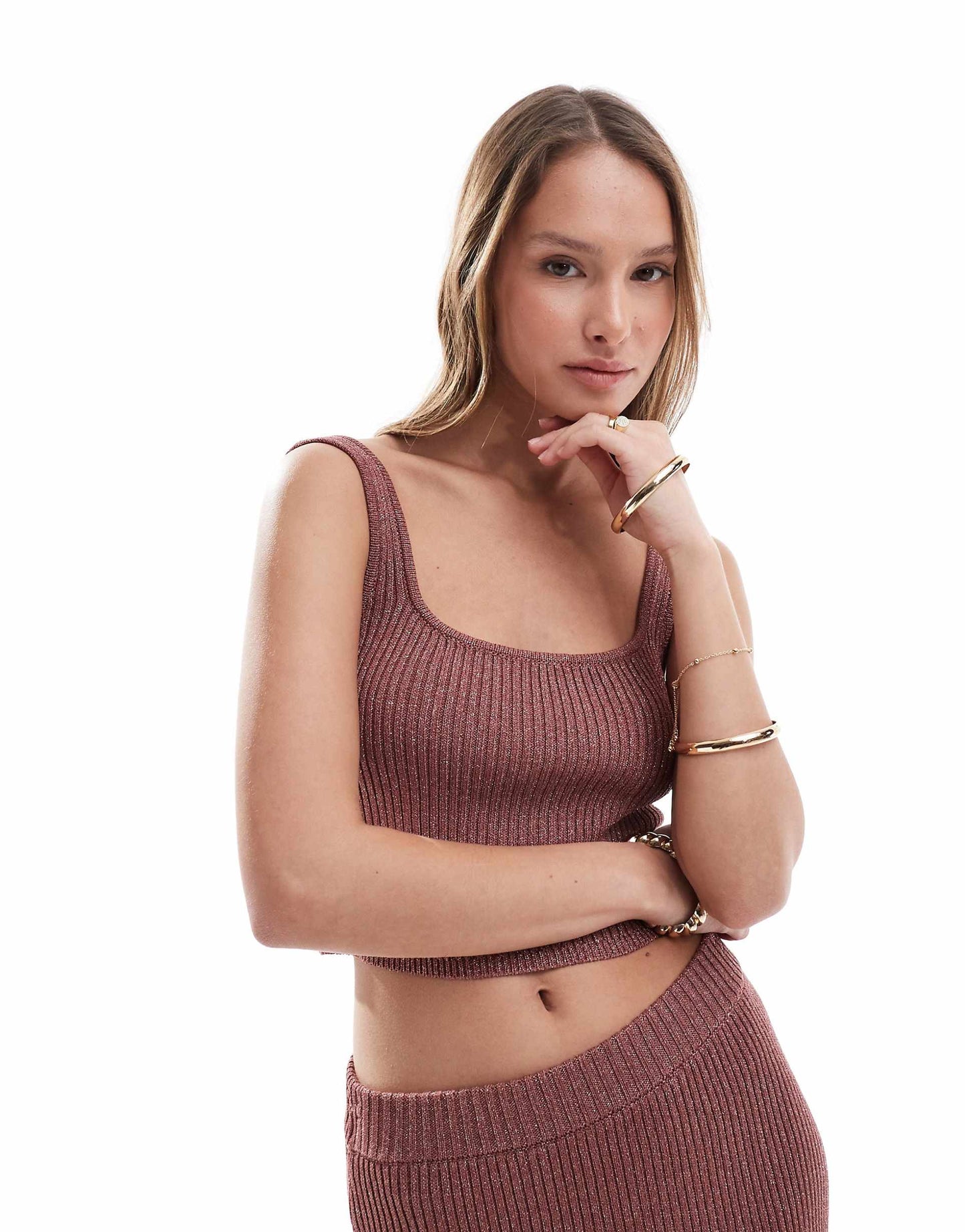 Knitted Cami Top With Scoop Neck