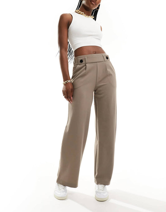 High Waisted Crop Wide Fit Tailored Trousers