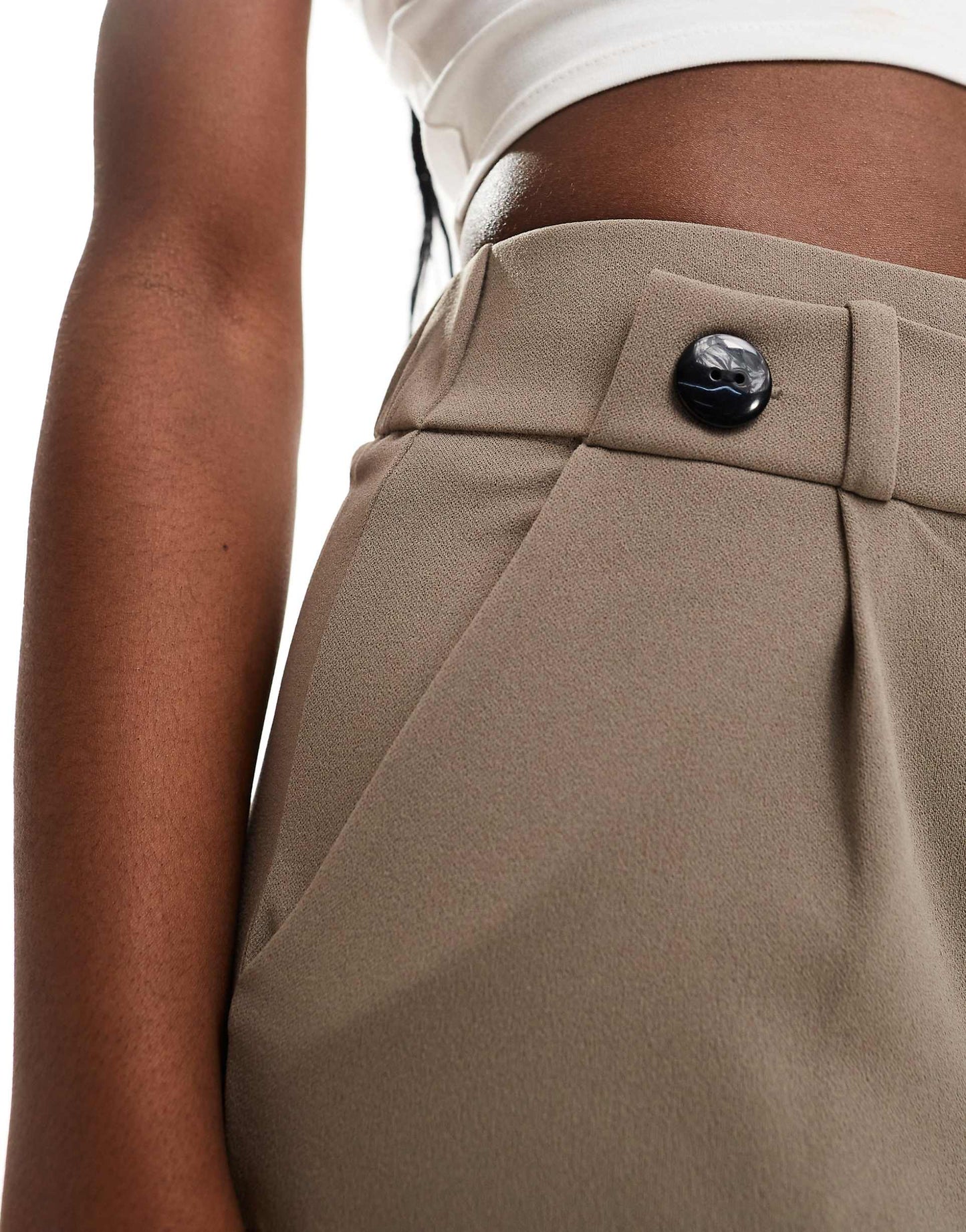 High Waisted Crop Wide Fit Tailored Trousers