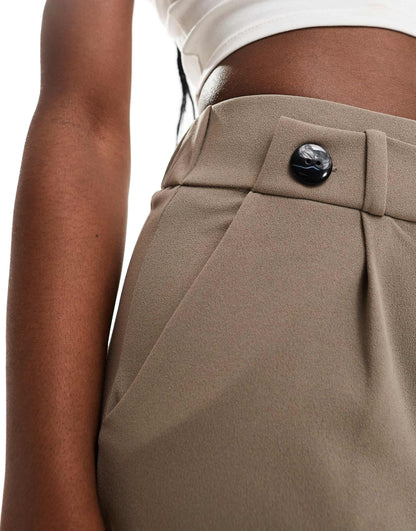 High Waisted Crop Wide Fit Tailored Trousers
