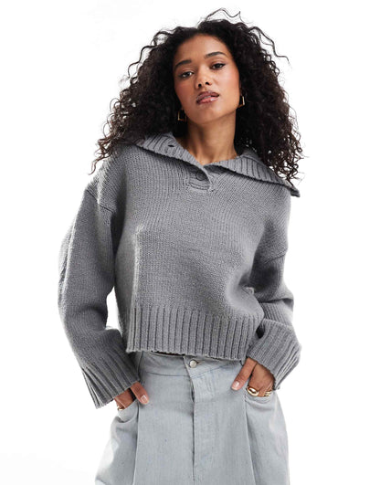 Jumper With Button Neck