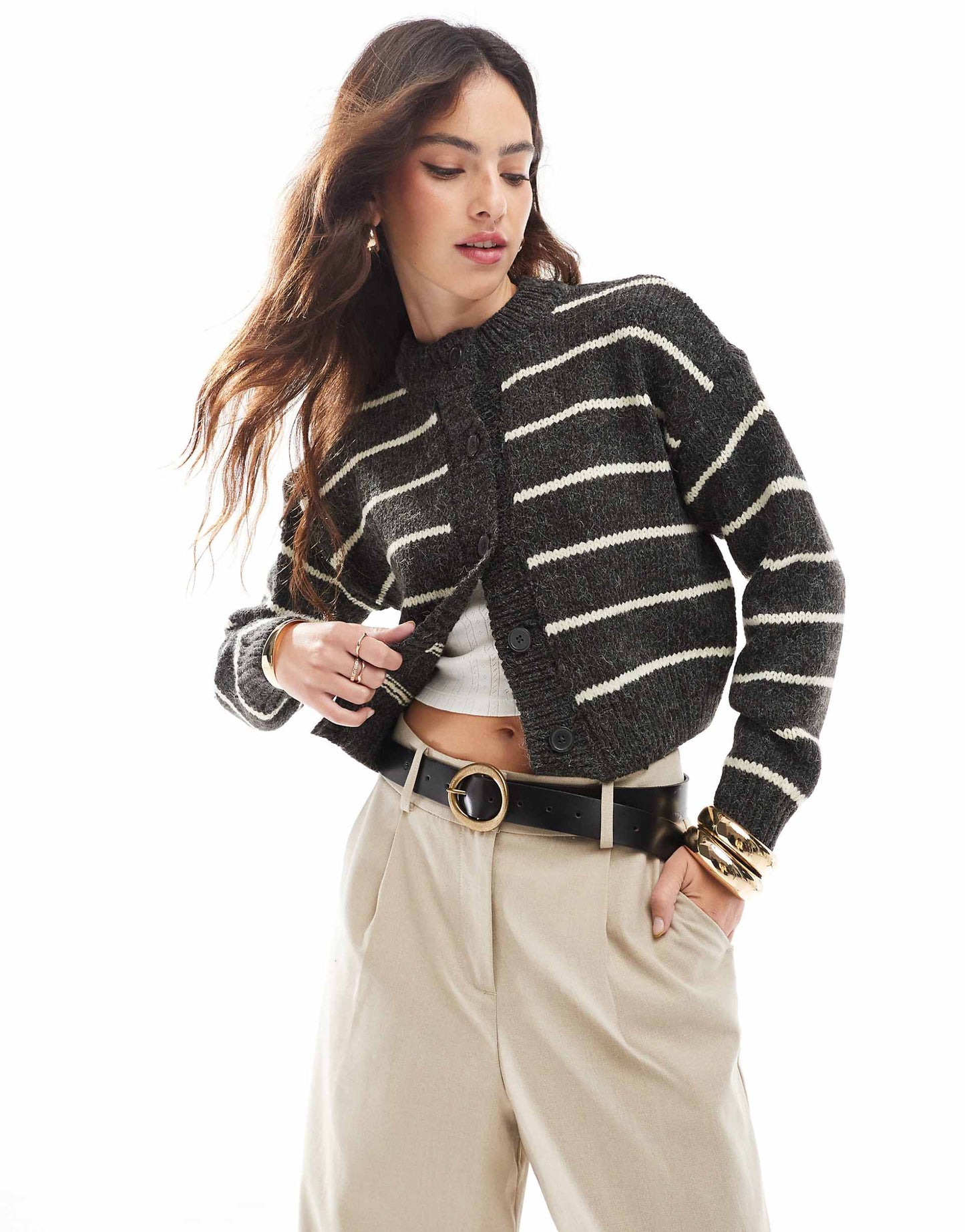 Crop Crew Neck Cardigan