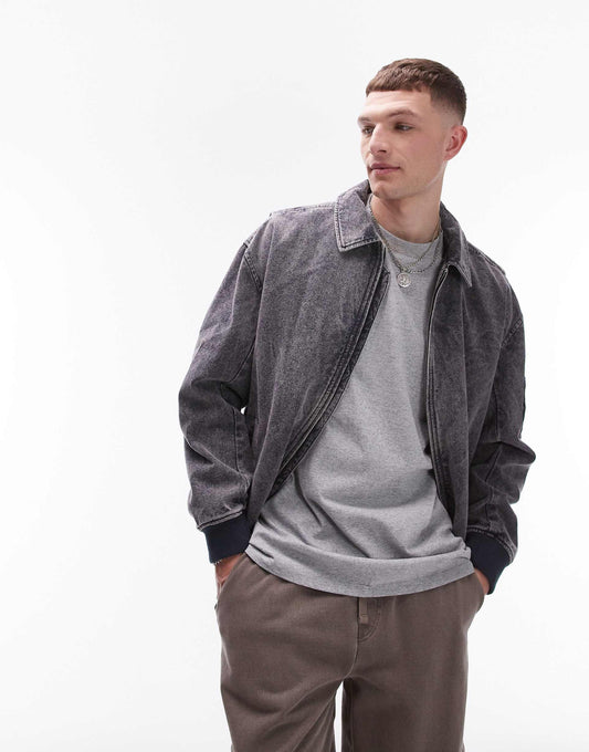 Relaxed Fit Washed Canvas Twill Bomber Jacket