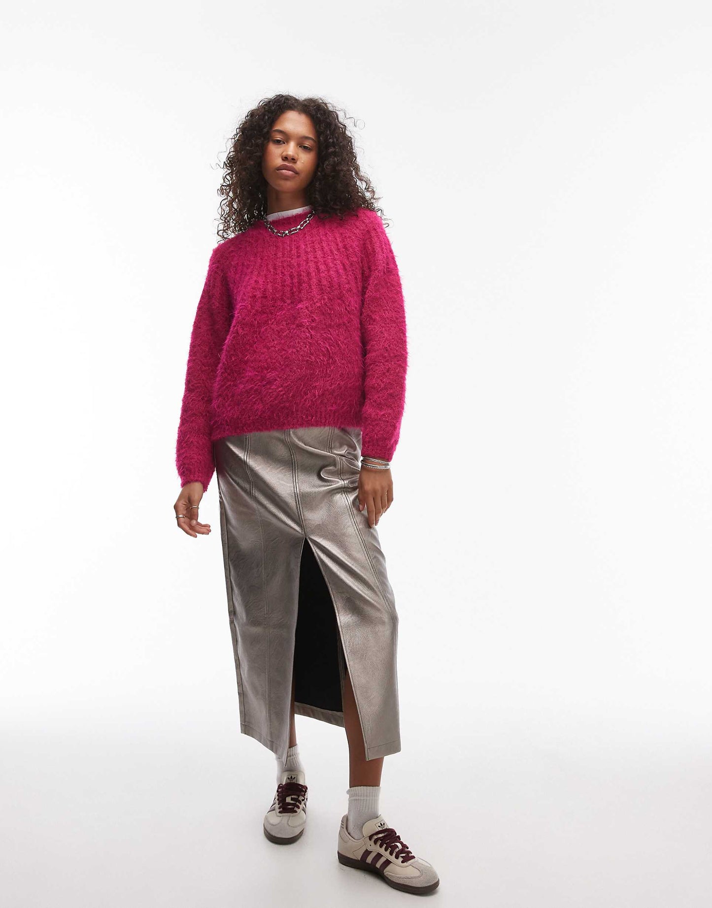 Knitted Super Fluffy Rib Detail Relaxed Jumper