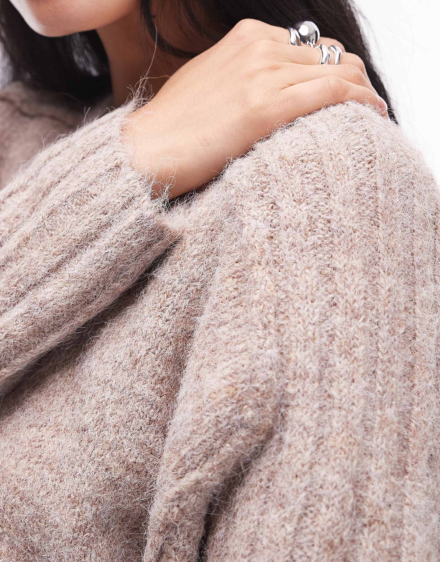 Knitted Rib Detail Crew Relaxed Jumper