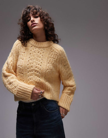 Knitted Stitchy Crew Relaxed Jumper