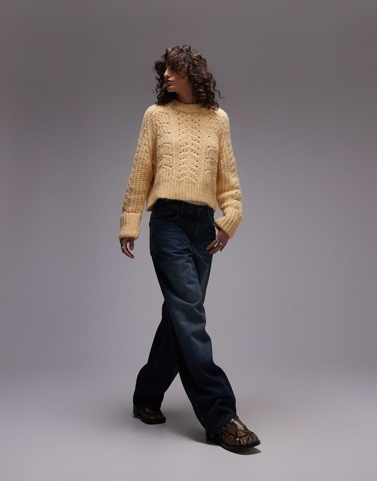 Knitted Stitchy Crew Relaxed Jumper