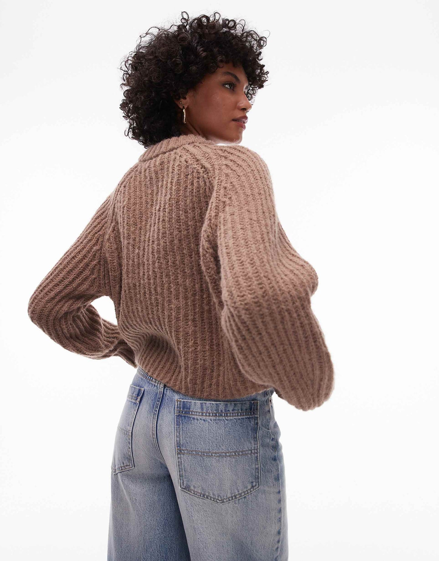 Knitted Chunky Crew Neck Cardigan