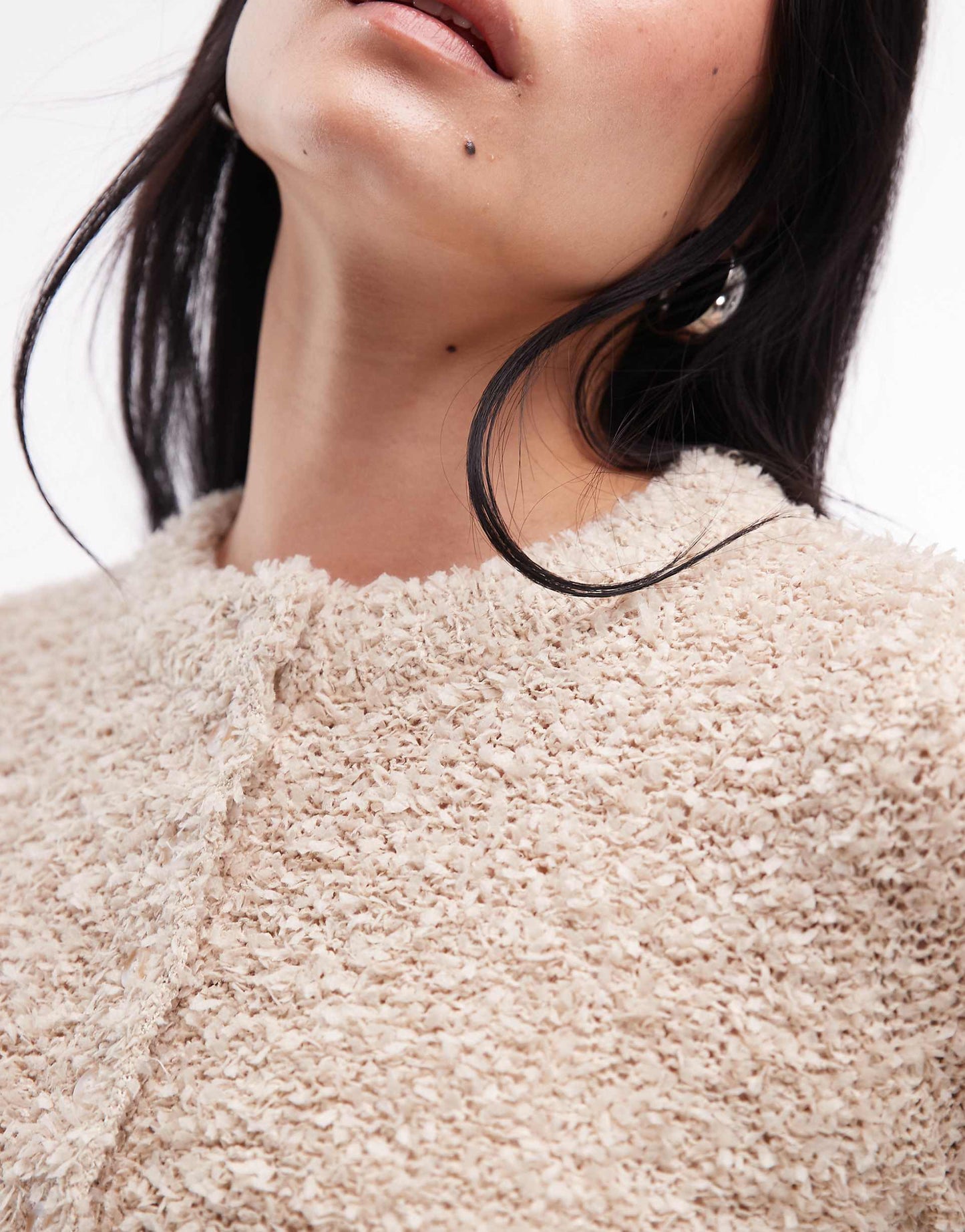 Knitted Textured Crew Micro Cardigan