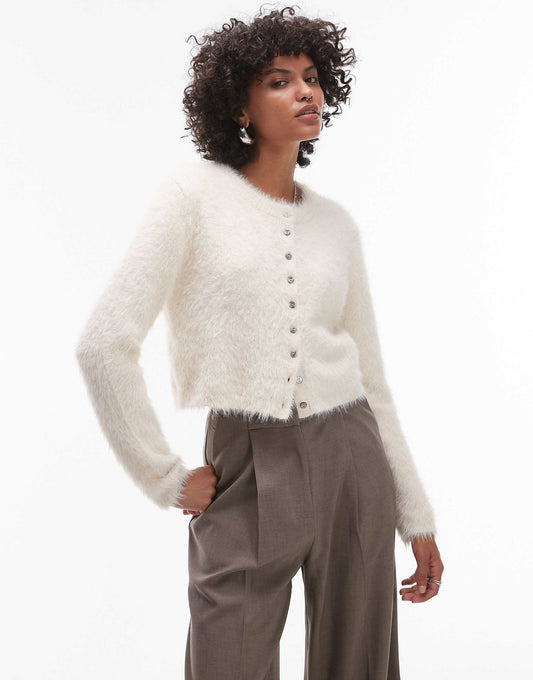 Knitted Fluffy Micro Cardi