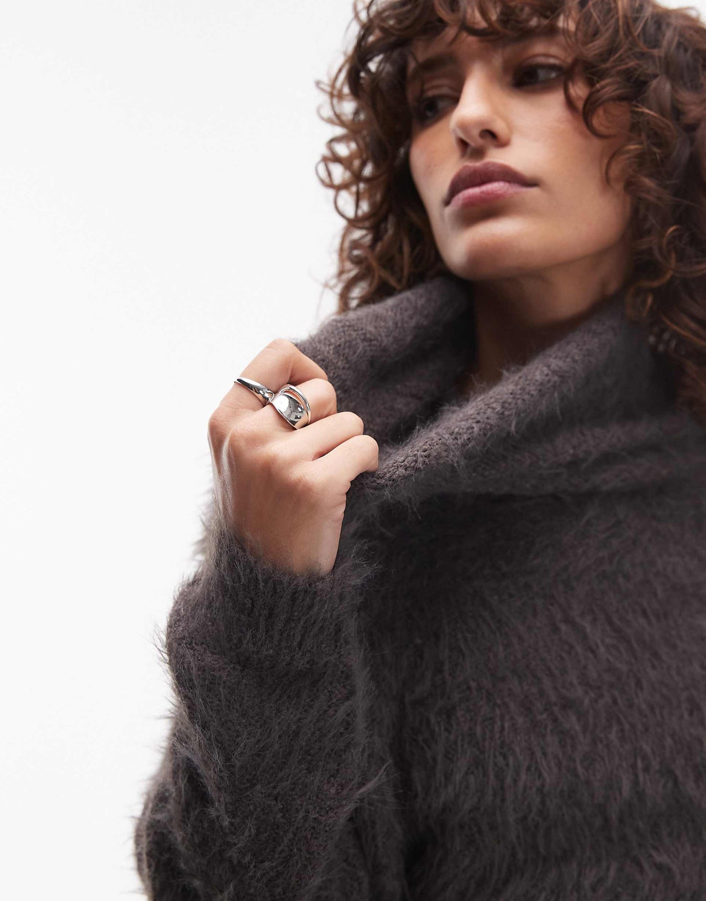 Knitted Ultra Fluffy Roll Neck Crop Jumper