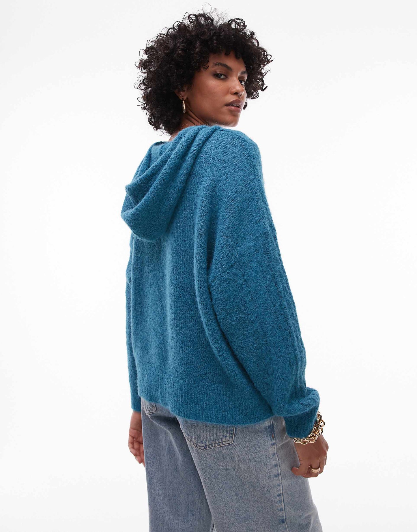Knitted Fluffy Cable Hoodie