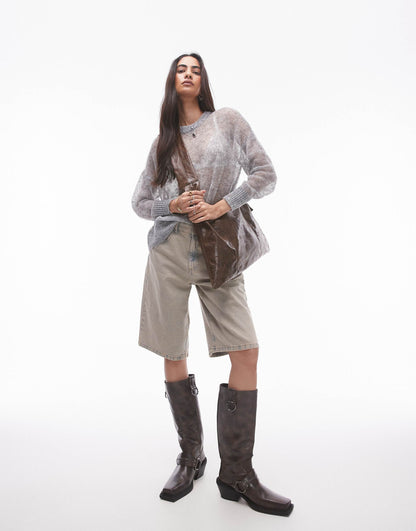 Knitted Sheer Long Line Jumper