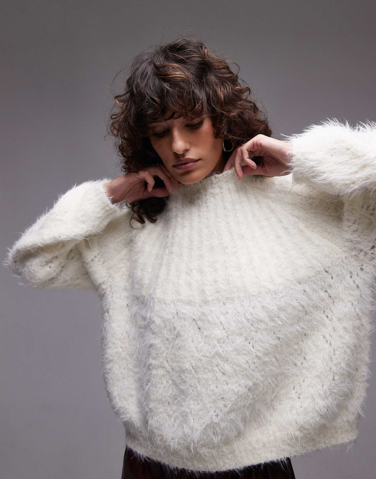 Knitted Super Fluffy Rib Detail Relaxed Jumper