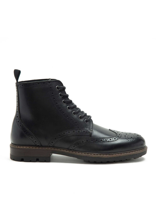 Nesser Brogue Lace-Up Leather Ankle Boots