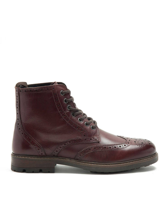 Nesser Brogue Lace-Up Leather Ankle Boots