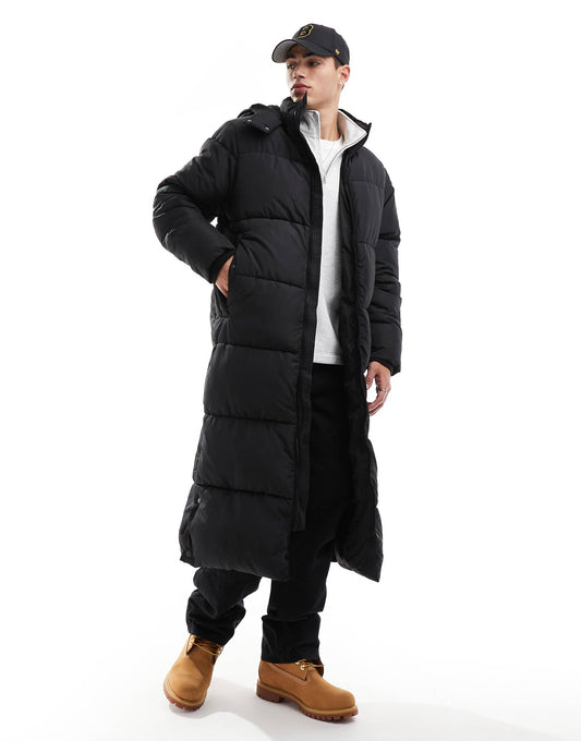 Longline Puffer Jacket With Hood