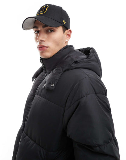 Longline Puffer Jacket With Hood