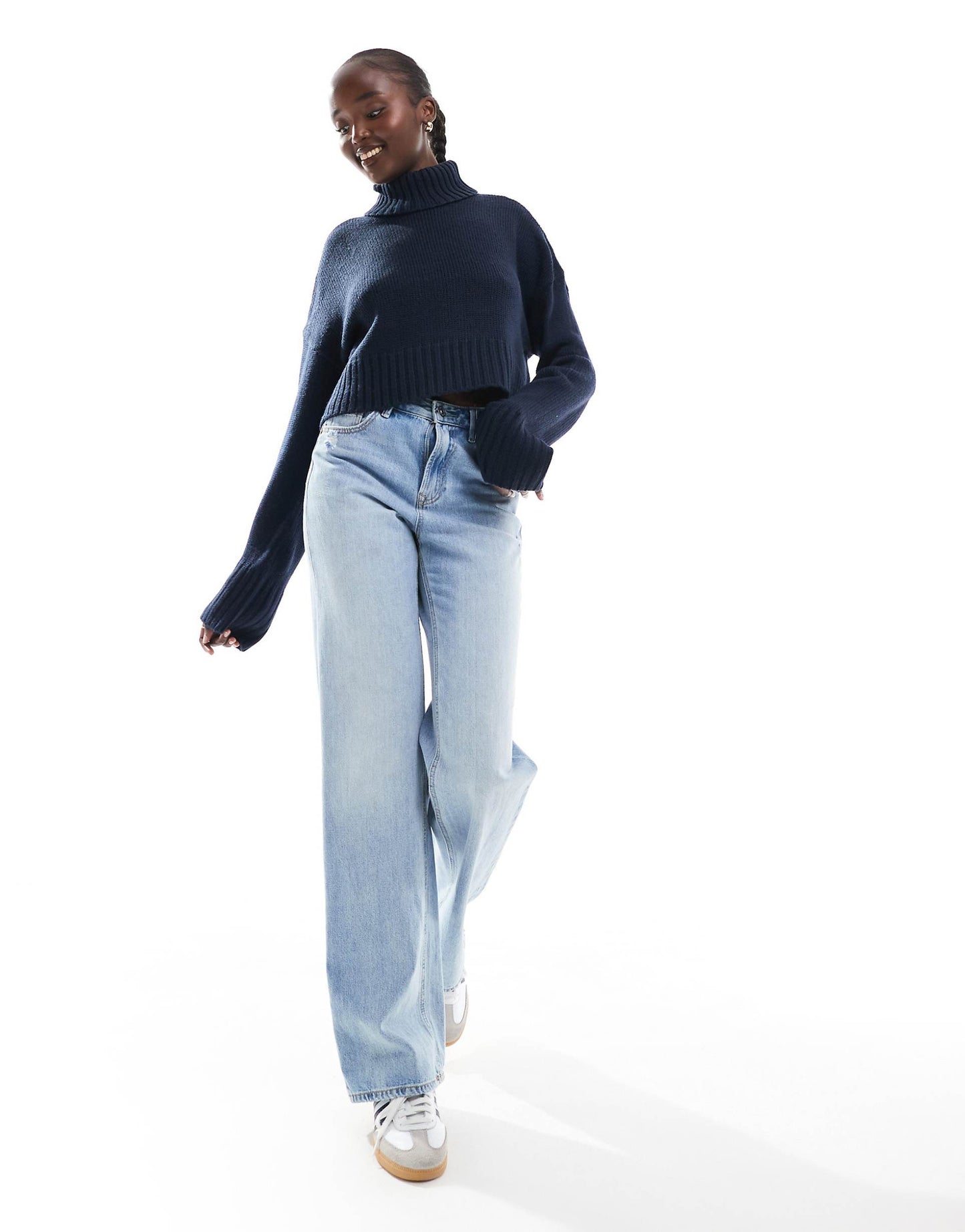 Tall Cropped Roll Neck Jumper