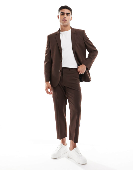 Straight Crop Suit Trousers