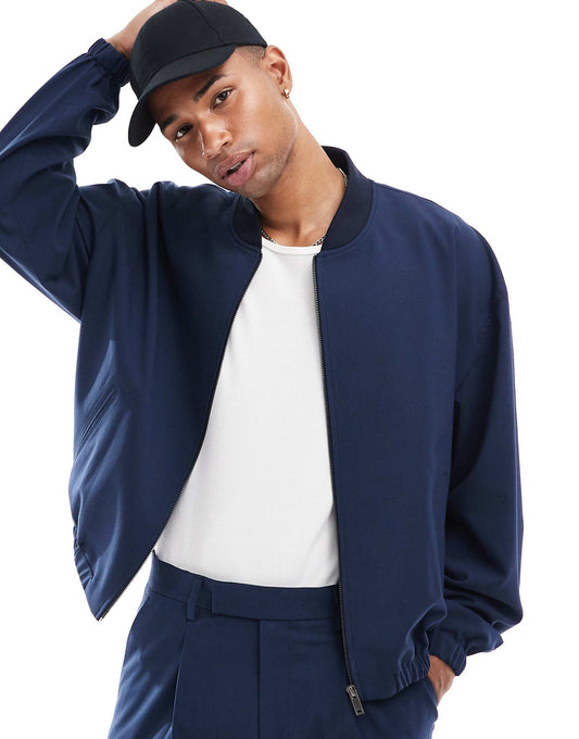 Bomber Smart Co-Ord Jacket With Pocket Detailing