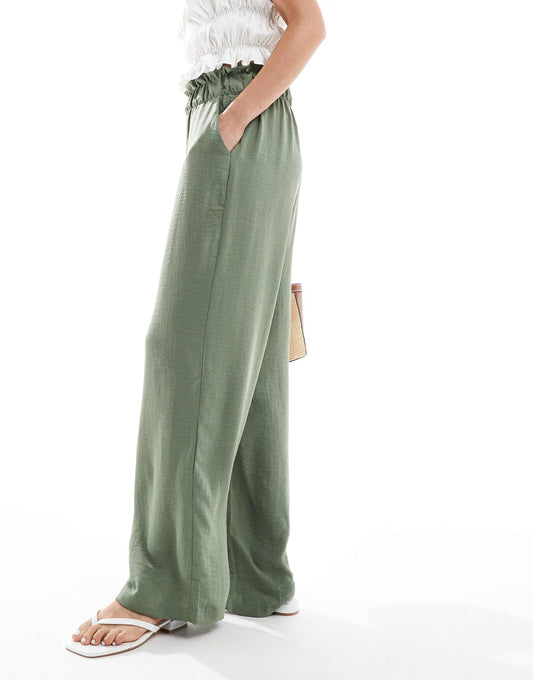 Paperbag Waist Wide Leg Linen Trousers