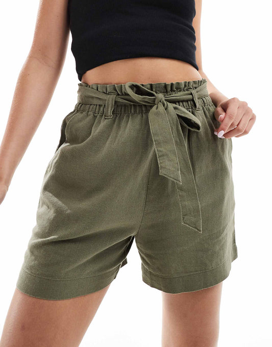 Paperbag Tie Waist Linen Short