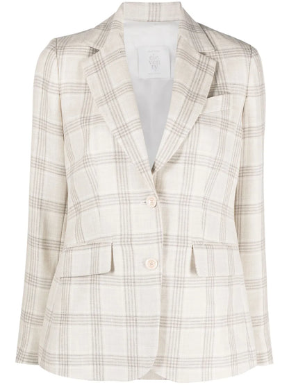 Check-Print Single-Breasted Blazer