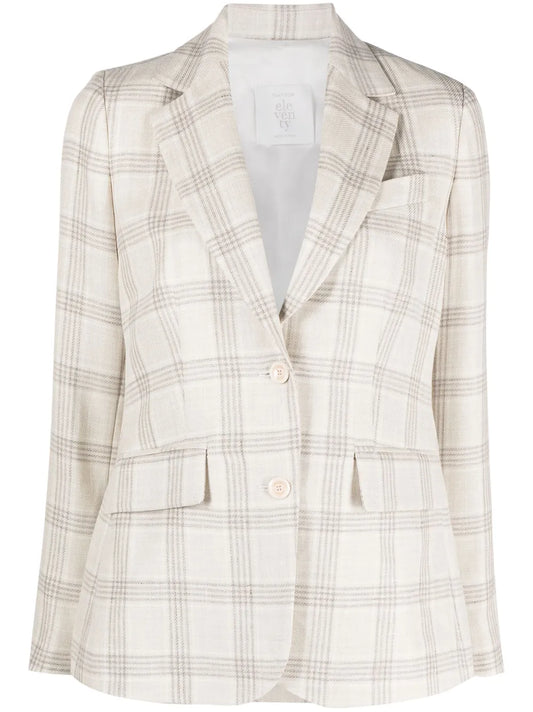 Check-Print Single-Breasted Blazer