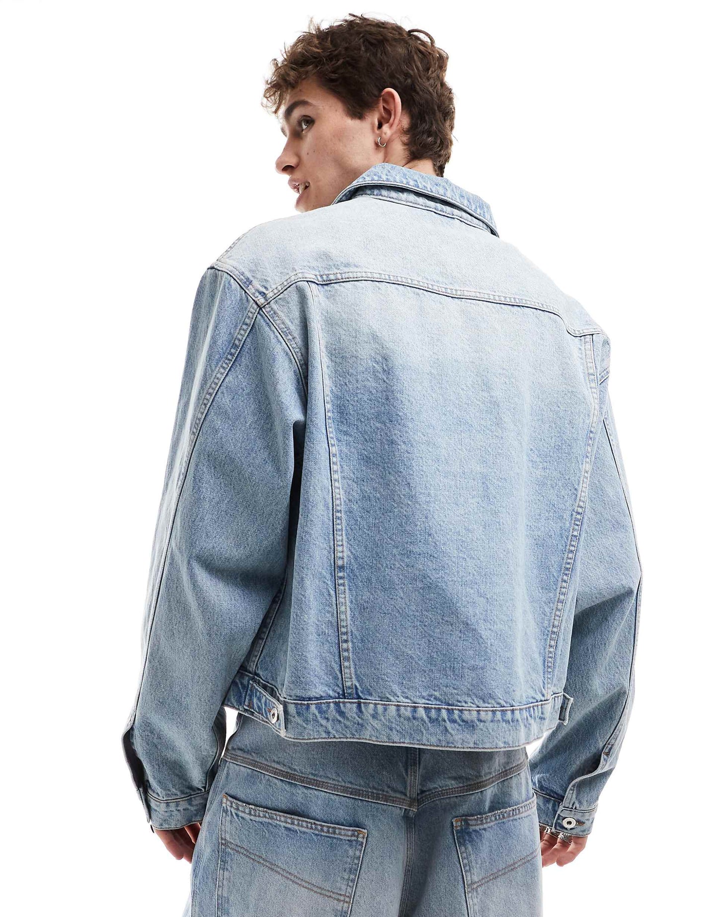 Co-Ord Denim Trucker Jacket With Rips