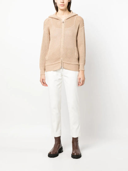 Zip-Up Knit Hooded Cardigan