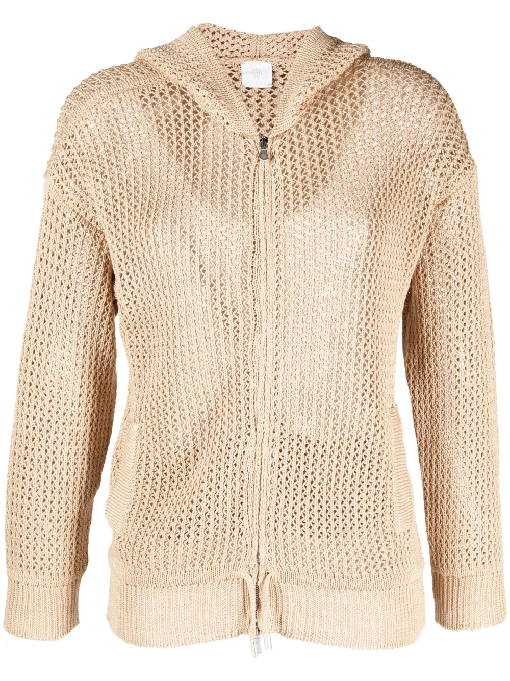 Zip-Up Knit Hooded Cardigan