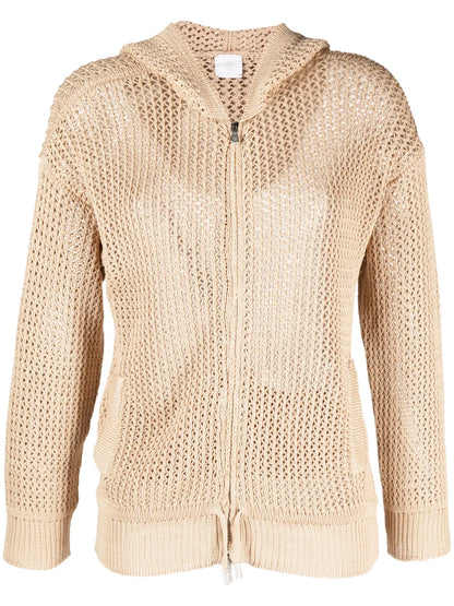 Zip-Up Knit Hooded Cardigan