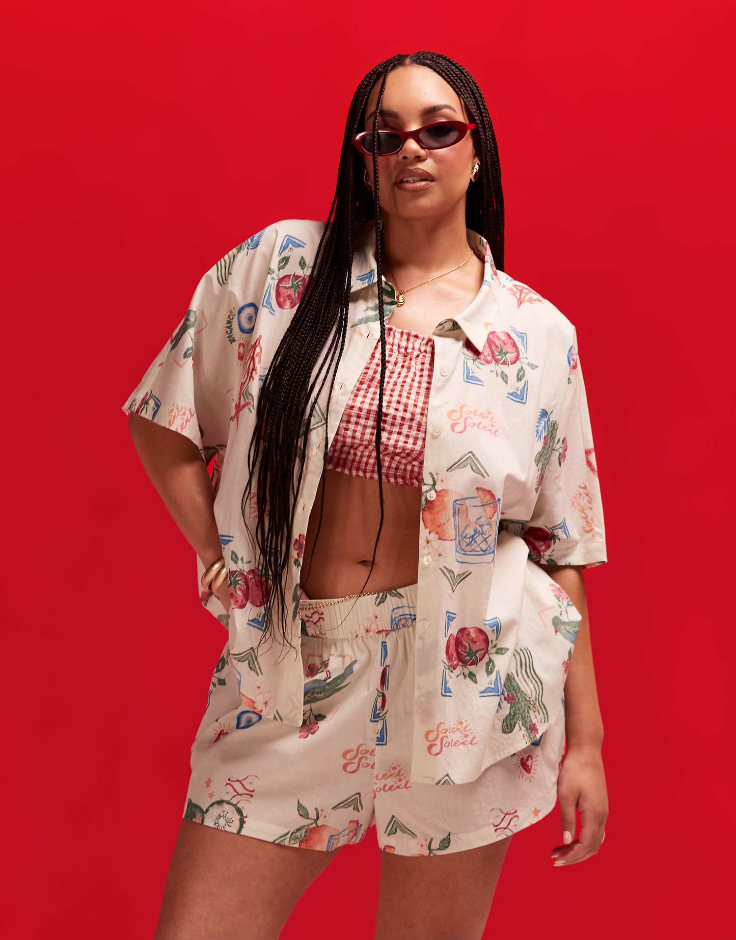 Curve Linen Look Co-Ord Boxy Beach Shirt