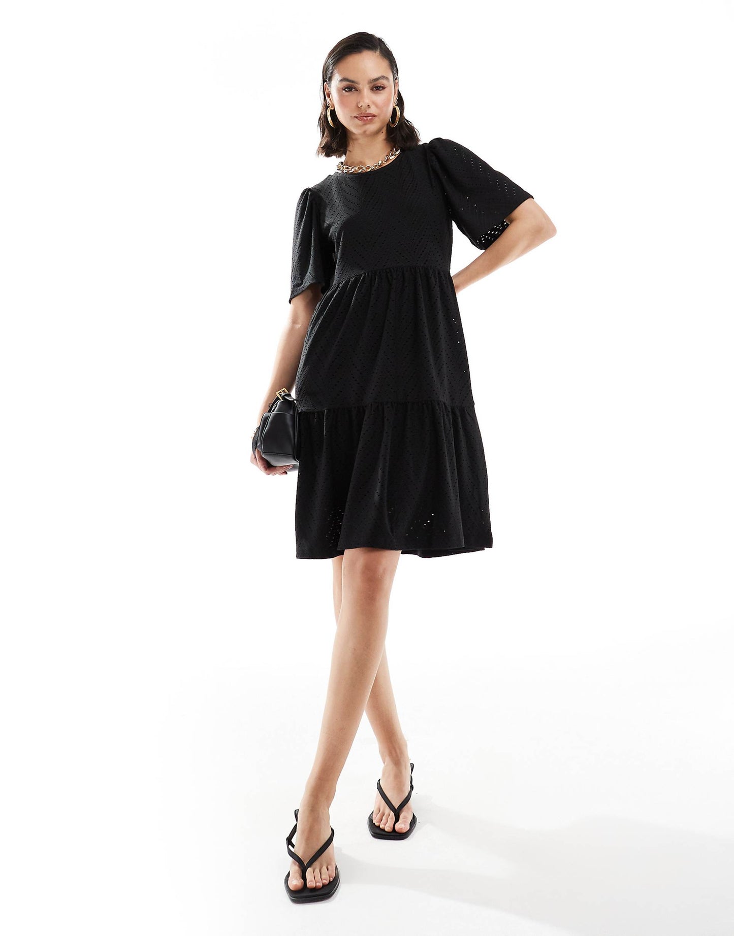 Tiered Broderie Midi Dress