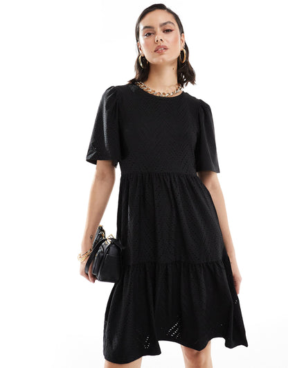 Tiered Broderie Midi Dress