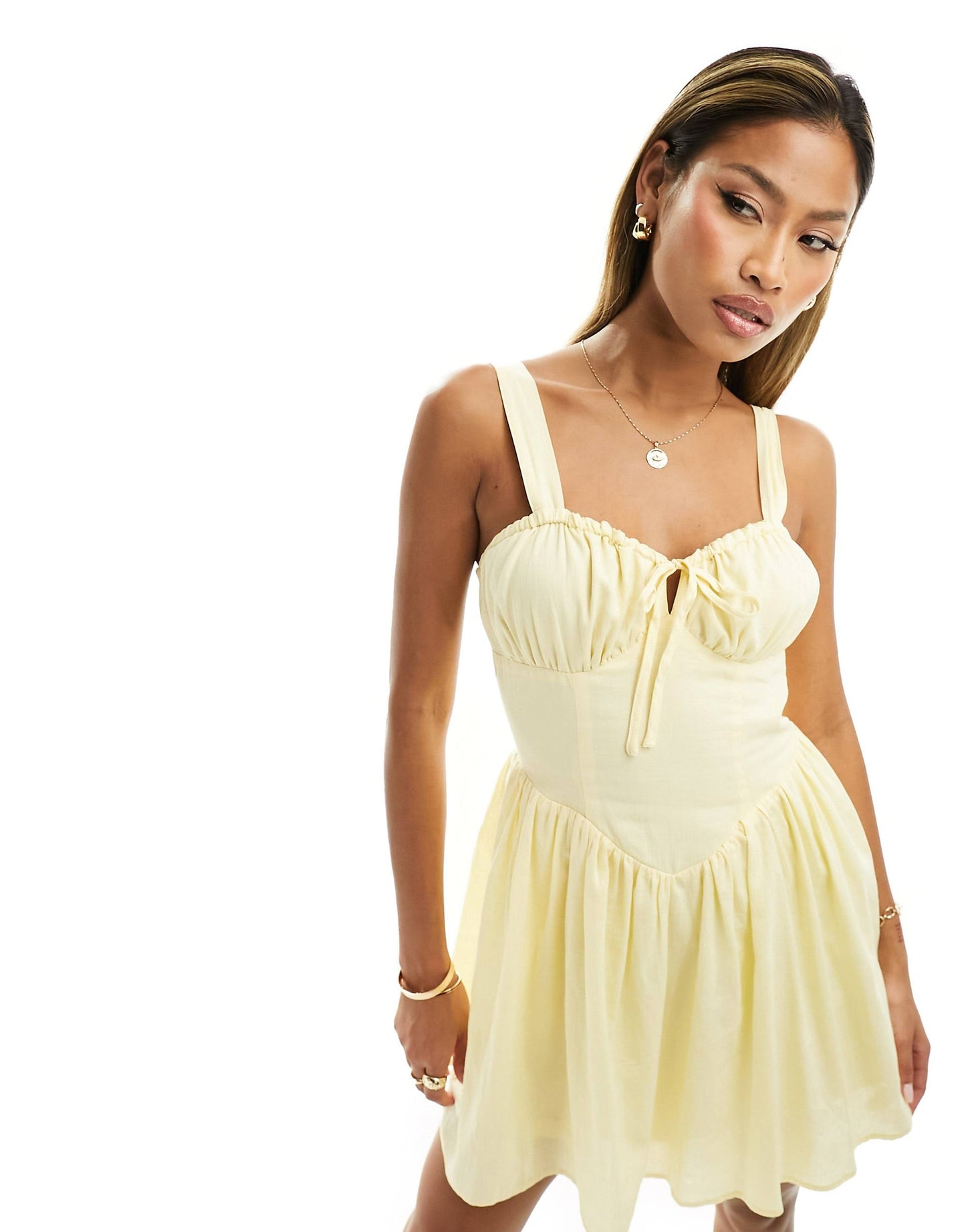 Milkmaid Tie Front Mini Dress
