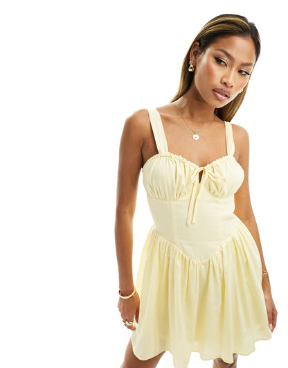 Milkmaid Tie Front Mini Dress
