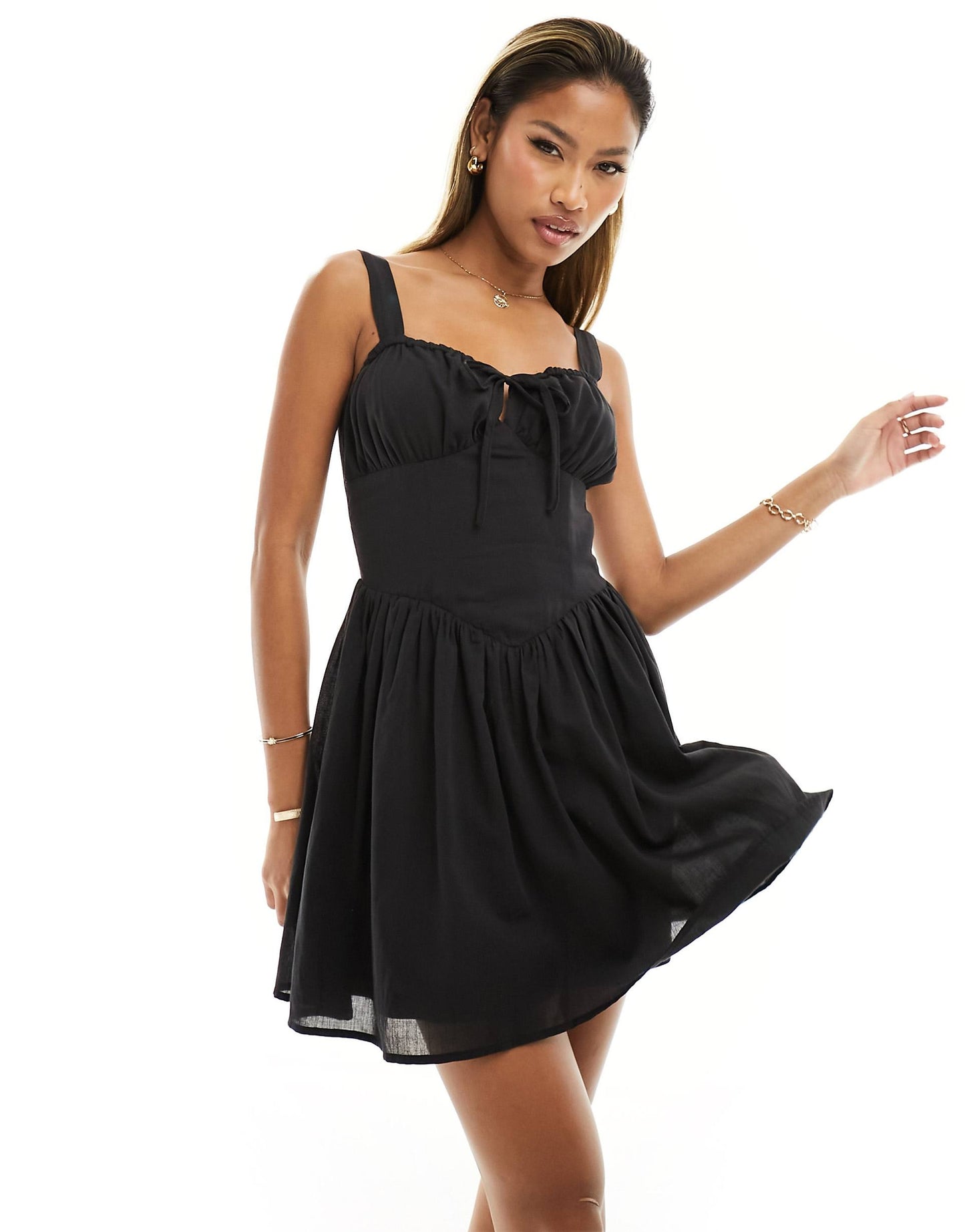 Milkmaid Tie Front Mini Dress