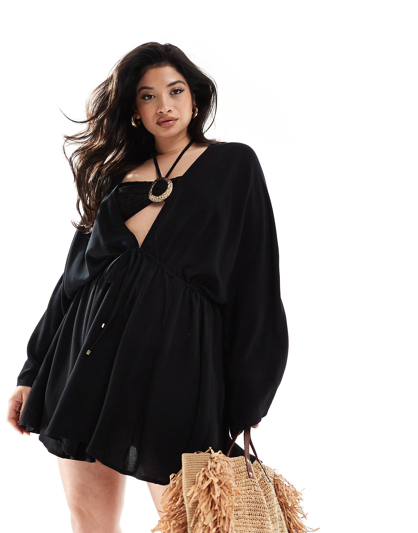Curve Long Sleeve Mini Beach Cover Up