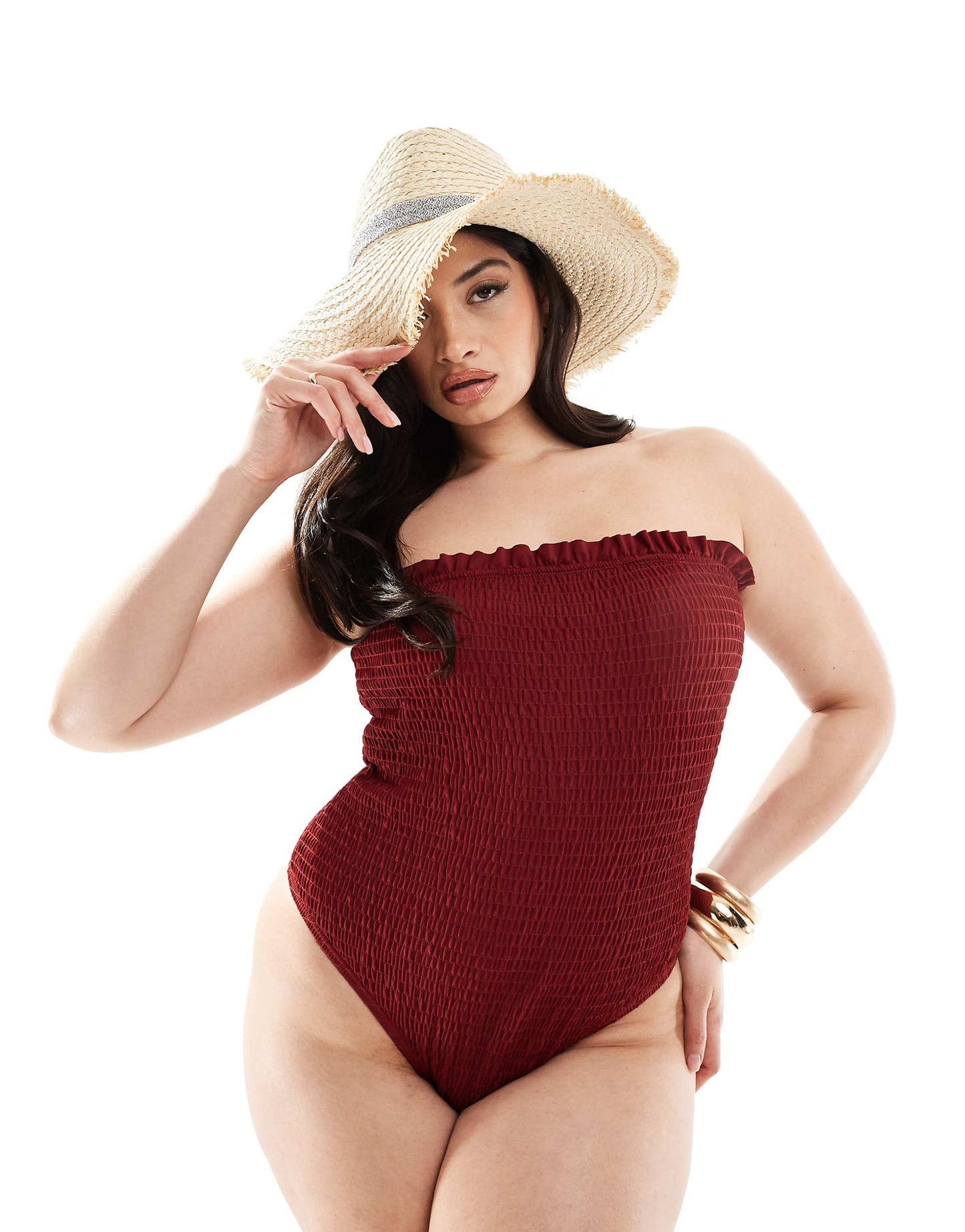 Curve Frilly Crinkle Bandeau Swimsuit
