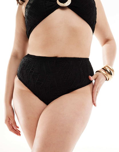 Curve Ring Front High Waist Bikini Bottom