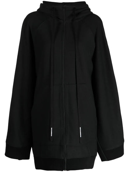 Longline Zip-Up Cotton Hoodie