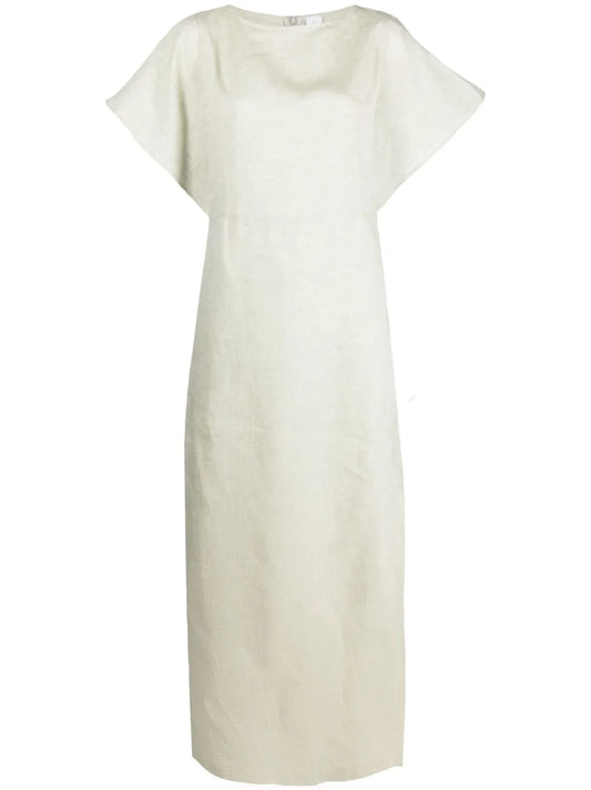 Short-Sleeve Linen Maxi Dress