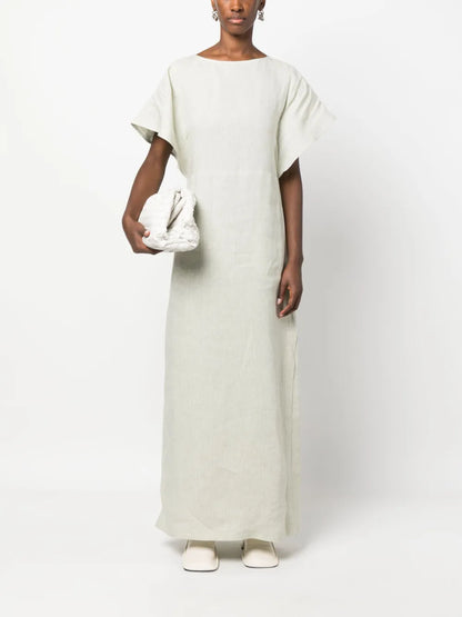 Short-Sleeve Linen Maxi Dress