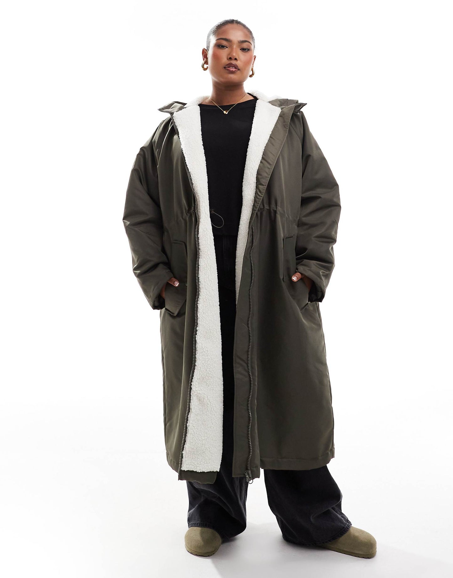 Curve Borg Lined Longline Rain Coat
