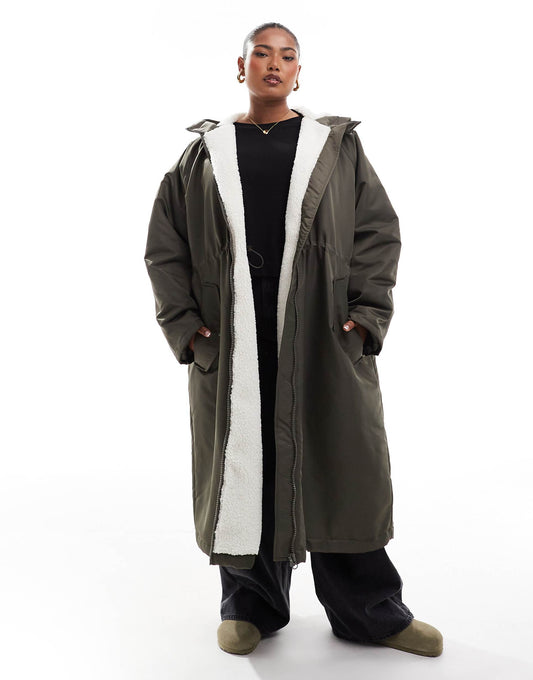 Curve Borg Lined Longline Rain Coat