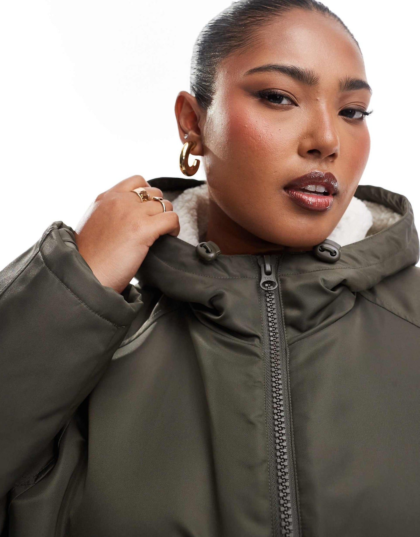 Curve Borg Lined Longline Rain Coat